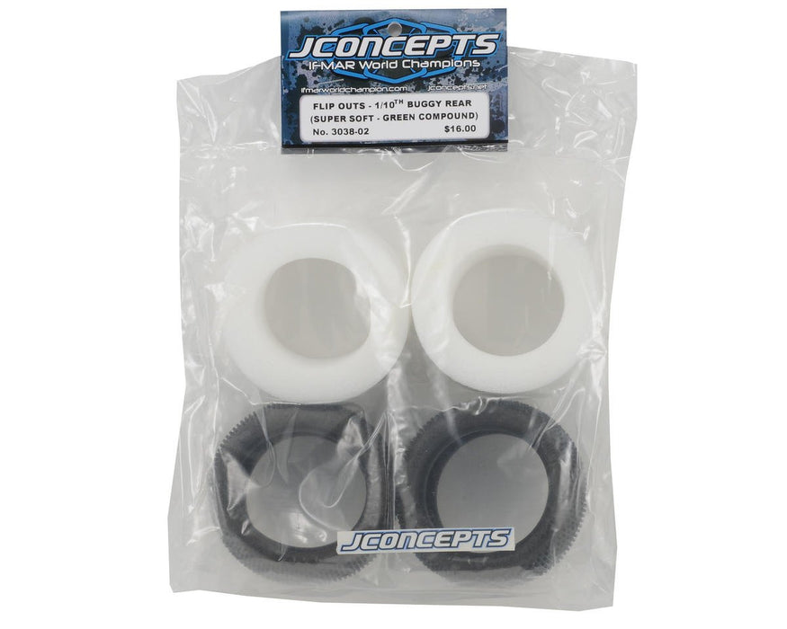 JConcepts Flip Outs 2.2" 1/10th Rear Buggy Tires (2) (Green)