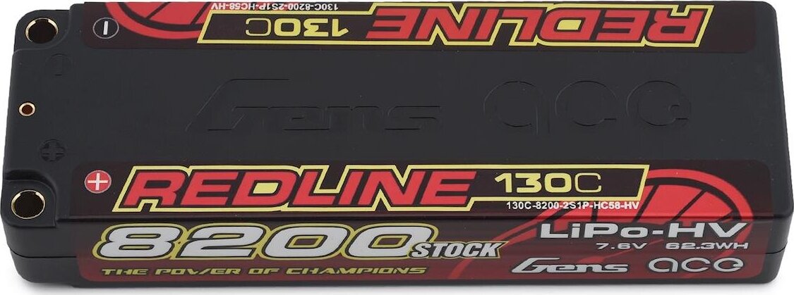 Gens Ace Redline 2s LiHV LiPo Battery 130C w/5mm Bullets (7.6V/8200mAh)