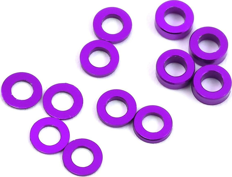 ProTek RC Aluminum Ball Stud Washer Set (Purple) (12) (0.5mm, 1.0mm & 2.0mm)