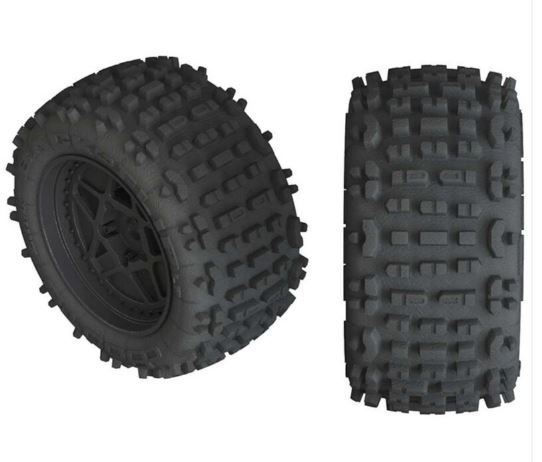 1/10 dBoots Backflip LP Front/Rear 3.8 Pre-Mounted Tires, 17mm Hex, Black (2): 4S