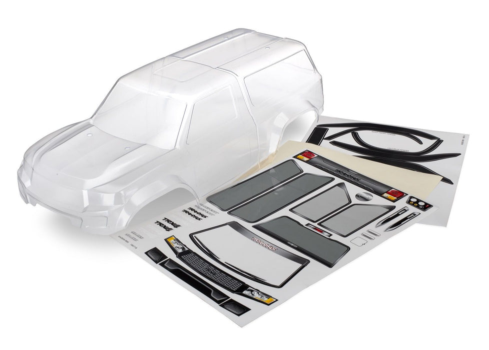 Body with camper, TRX-4® Sport (clear, trimmed, requires painting)/ window masks/ decal sheet