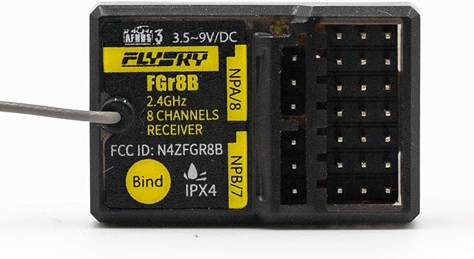 Flysky FGR8B Receiver, 2.4GHz 8CH Remote Control Receiver PWM/PPM/i-Bus Output