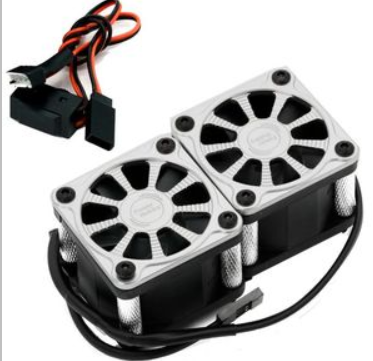 Powerhobby Twister Twin / Dual 40mm 1/8 1/5 Motor Aluminum Cooling Fan - Silver
