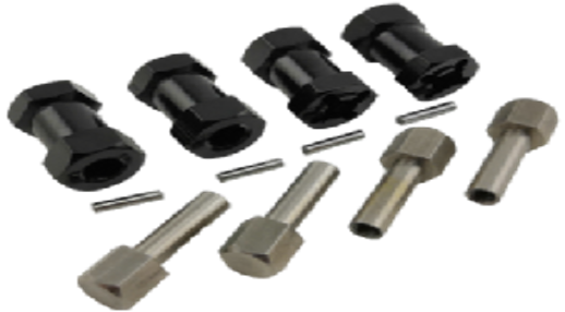 Wheel Hex Adaptor Extensions 12x25mm (Black)