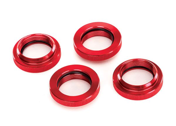 Spring retainer (adjuster), red-anodized aluminum, GTX shocks (4) (assembled with o-ring)