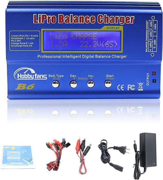 IMAX B6 Mini Professional Balance Charger/Discharger with Power Supply for 1S-6S LiPo Lilon Life NiCd NiMh Pb RC Battery