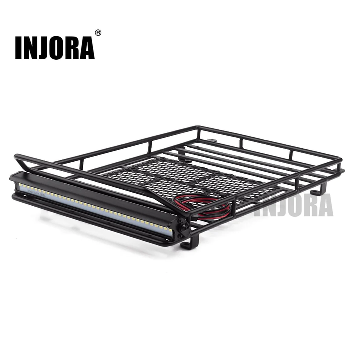 Luggage Carrier Roof Rack With LED Light Bar For 1/10 RC Crawler 245*150mm