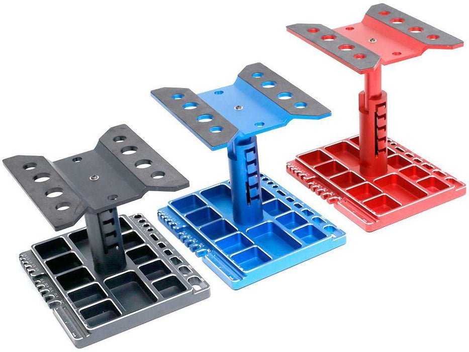 RC Car Work Stand, Aluminum Alloy 360 Degree Rotatable Lockable Regulable Height (Blue)