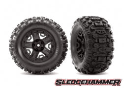 Tires & wheels, assembled, glued (black 2.8' wheels, Sledgehammer® tires, foam inserts) (4WD electric front/rear, 2WD electric front only) (2) (TSM rated)