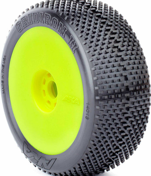 1/8 Gridiron II Soft Long Wear Pre-Mounted Tires, Yellow EVO Wheels (2): Buggy