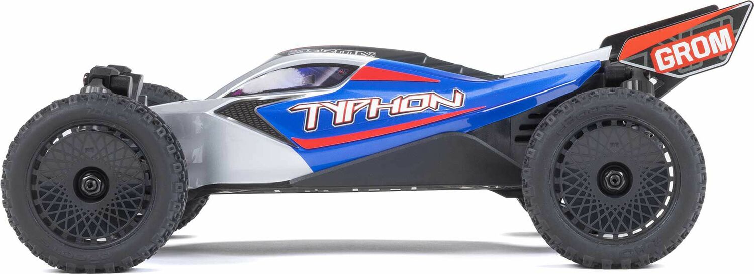 TYPHON GROM MEGA 380 Brushed 4X4 Small Scale Buggy RTR with Battery & Charger, Blue/Silver