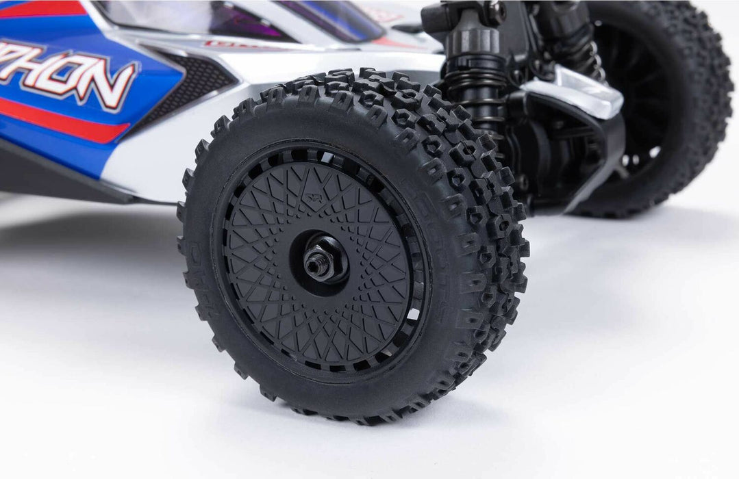 TYPHON GROM MEGA 380 Brushed 4X4 Small Scale Buggy RTR with Battery & Charger, Blue/Silver