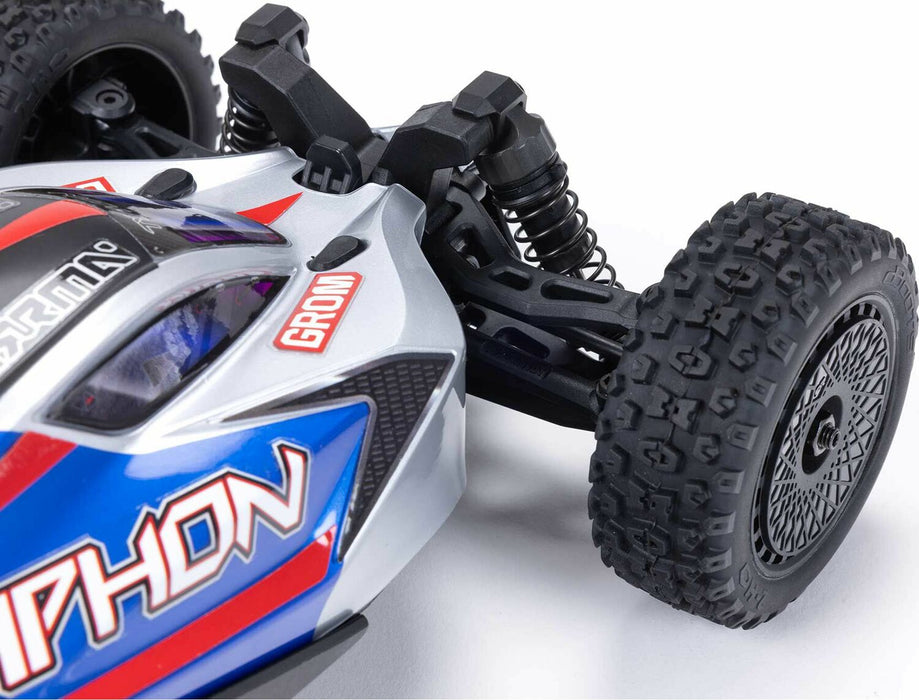 TYPHON GROM MEGA 380 Brushed 4X4 Small Scale Buggy RTR with Battery & Charger, Blue/Silver