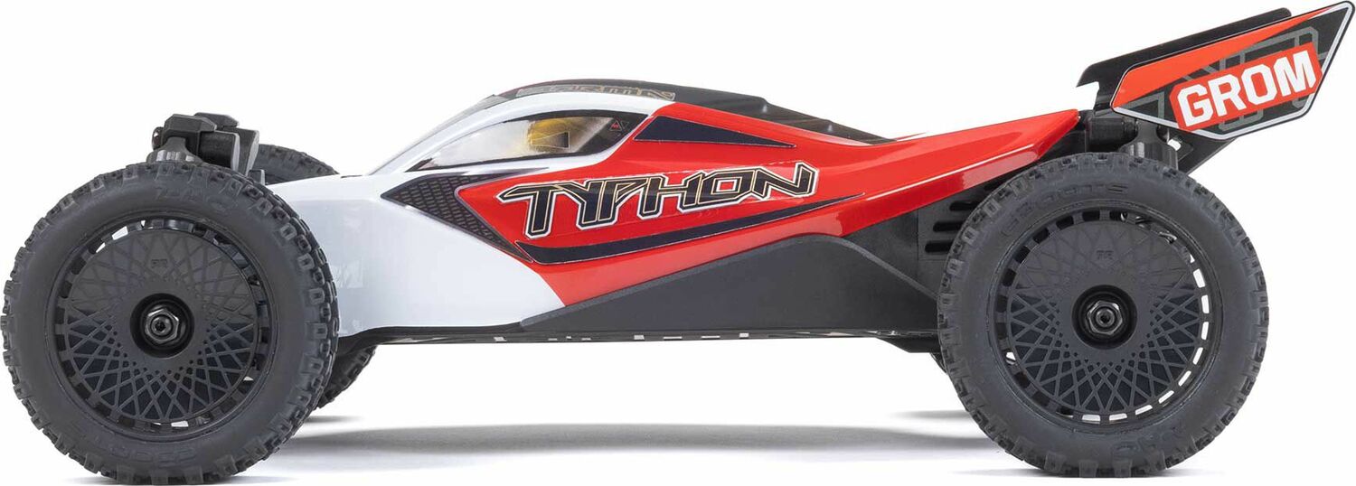 TYPHON GROM MEGA 380 Brushed 4X4 Small Scale Buggy RTR with Battery & Charger, Red/White
