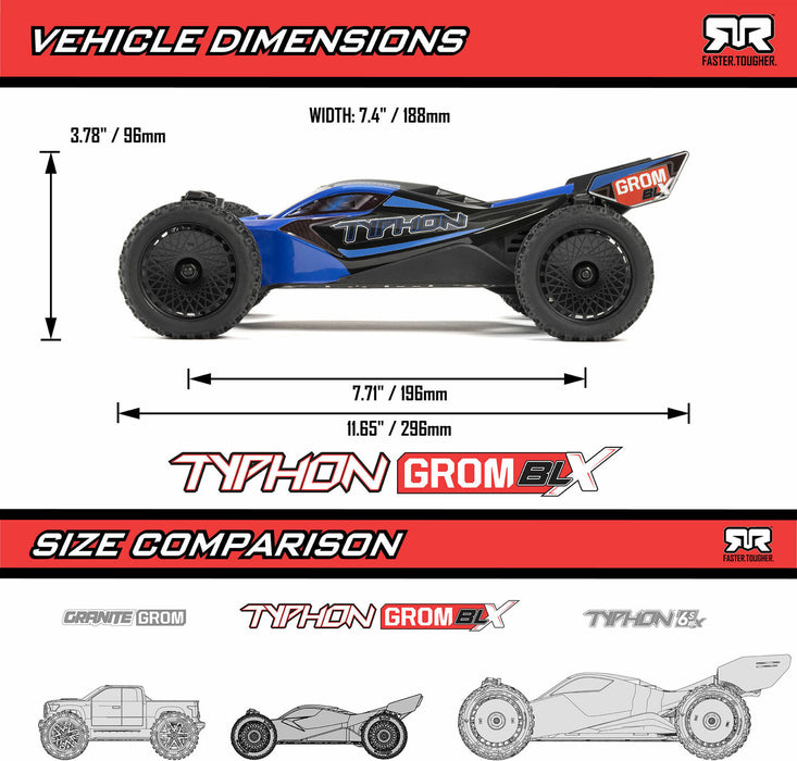 TYPHON GROM 223S BLX Brushless 4X4 Small Scale Buggy RTR with DSC (Battery & Charger included), Red
