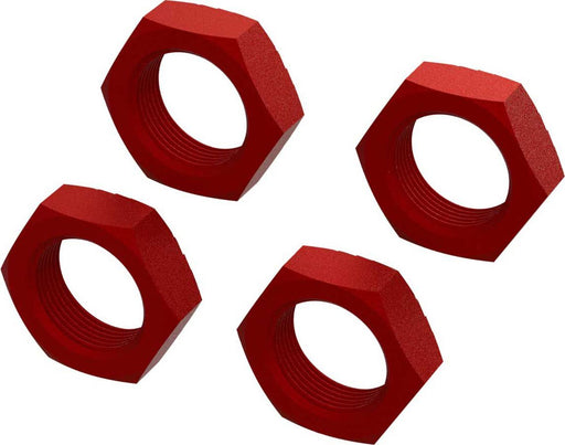 Aluminum Wheel Nut 24mm, Red (4)