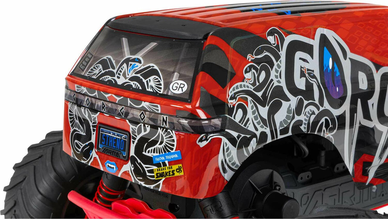 1/10 GORGON 4X2 MEGA 550 Brushed Monster Truck RTR with Battery & Charger, Red