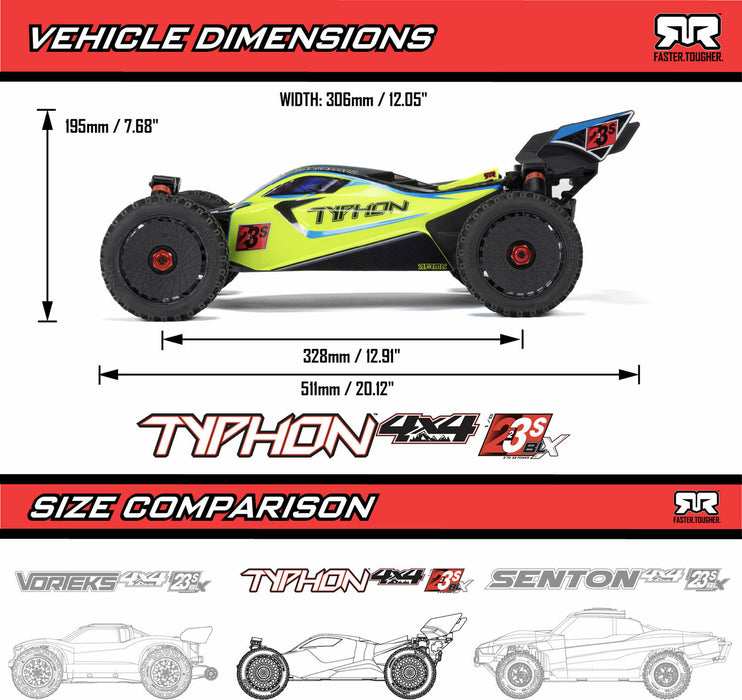 1/8 TYPHON 223S DSC 4X4 RTR Brushless Buggy, Yellow
