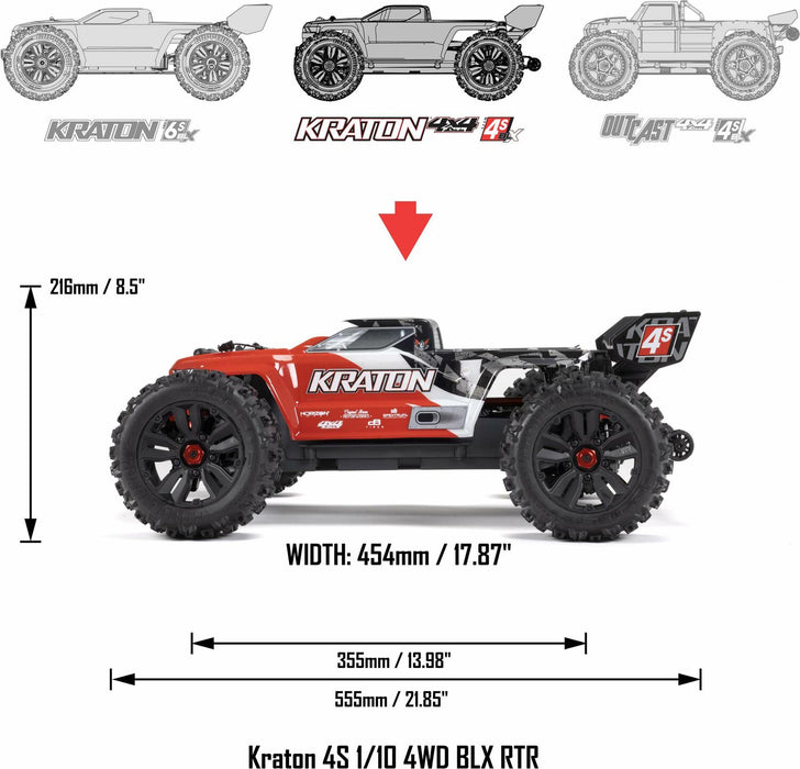 1/10 KRATON 4X4 4S V2 BLX Speed Monster Truck RTR, Red
