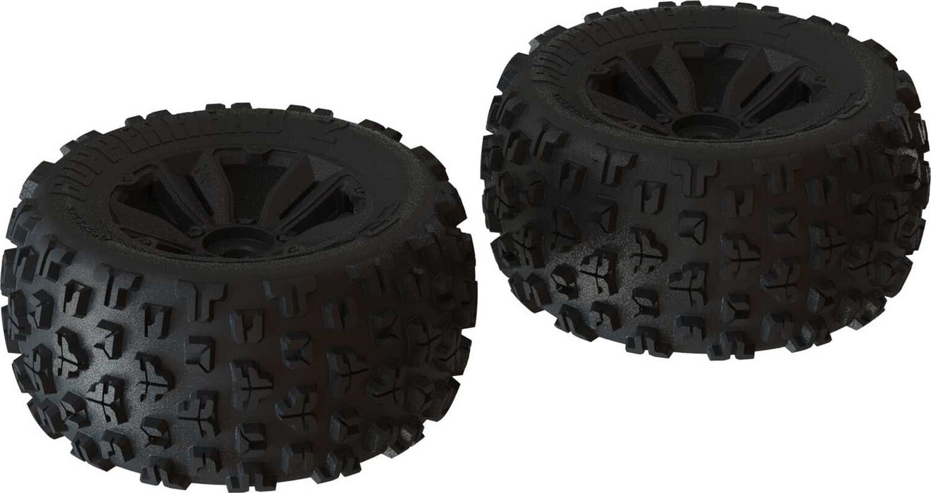 1/8 dBoots Copperhead2 MT Front/Rear 3.8 Pre-Mounted Tires, 17mm Hex, Black (2)