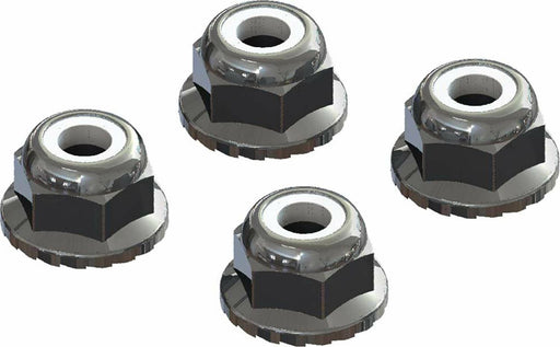 7mm Flanged Nyloc Locknut, Silver (4)