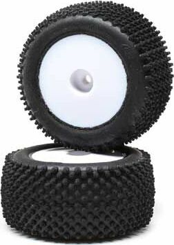 Pin Tires, Rear, Mounted, White (2): Mini-T 2.0