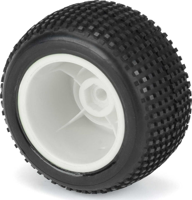 1/18 Hole Shot Front/Rear Mini-T Tires Mounted 8mm White Wheels (2)