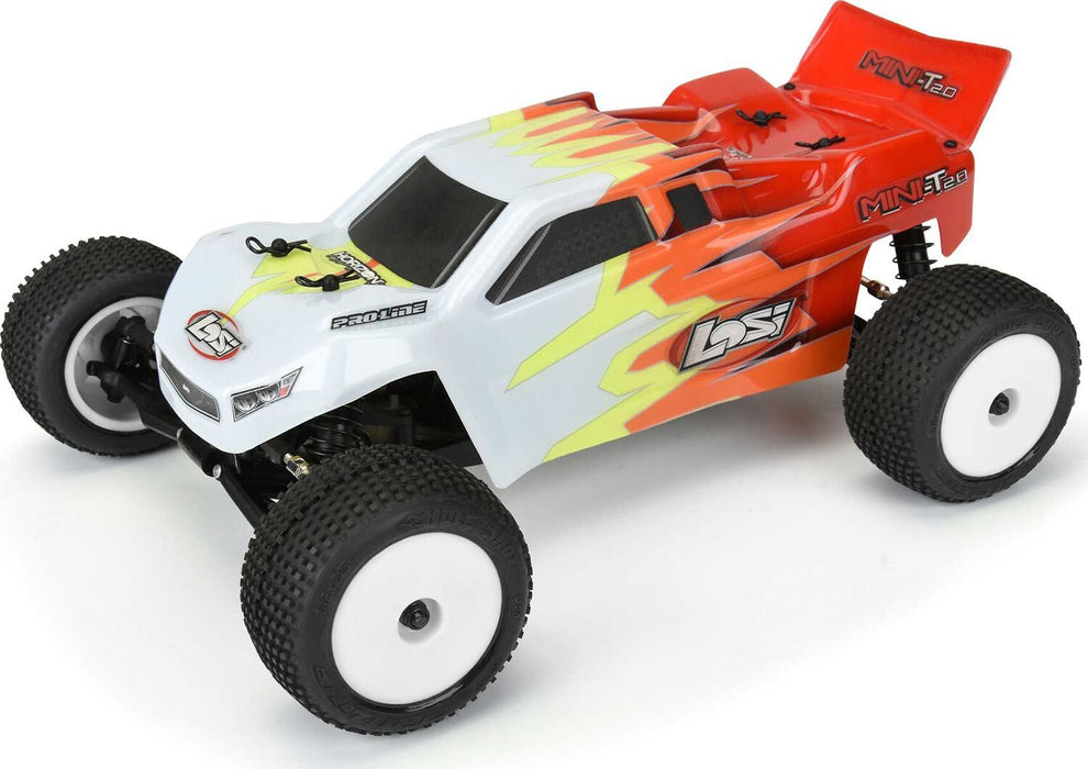 1/18 Hole Shot Front/Rear Mini-T Tires Mounted 8mm White Wheels (2)