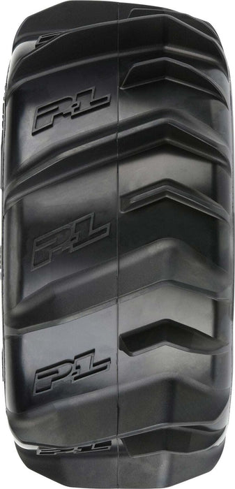 1/8 Dumont F/R 3.8" MT Tires Mounted 17mm Blk Raid (2)