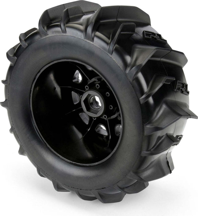 1/8 Dumont F/R 3.8" MT Tires Mounted 17mm Blk Raid (2)
