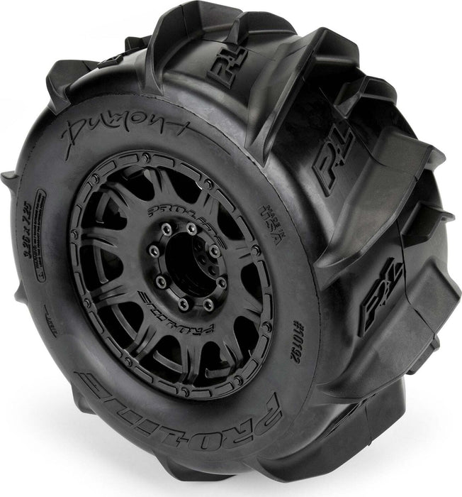 1/8 Dumont F/R 3.8" MT Tires Mounted 17mm Blk Raid (2)