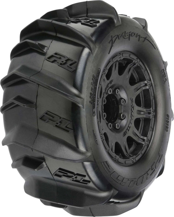 1/8 Dumont F/R 3.8" MT Tires Mounted 17mm Blk Raid (2)