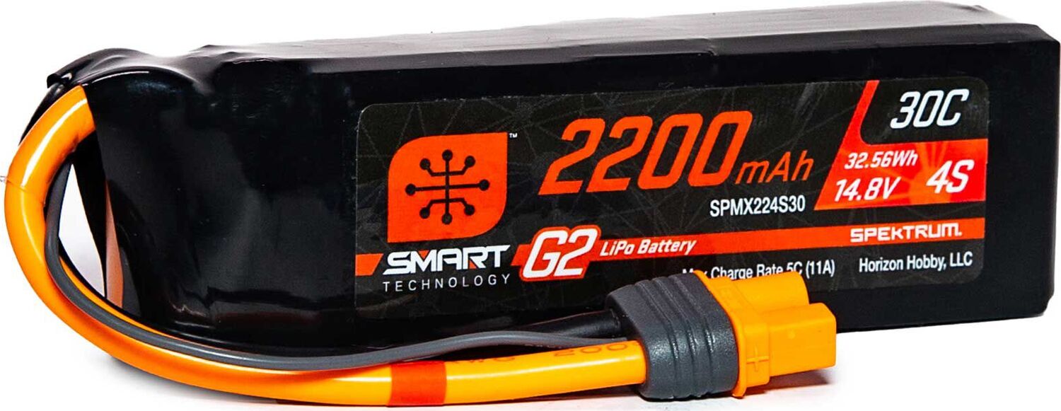 14.8V 2200mAh 4S 30C Smart G2 LiPo Battery: IC3