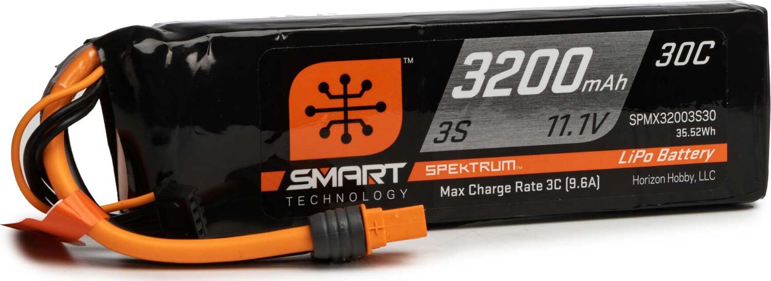 11.1V 3200mAh 3S 30C Smart LiPo Battery: IC3