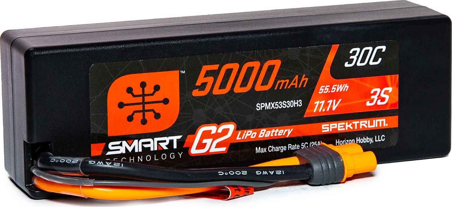 11.1V 5000mAh 3S 30C Smart G2 Hardcase LiPo Battery: IC3
