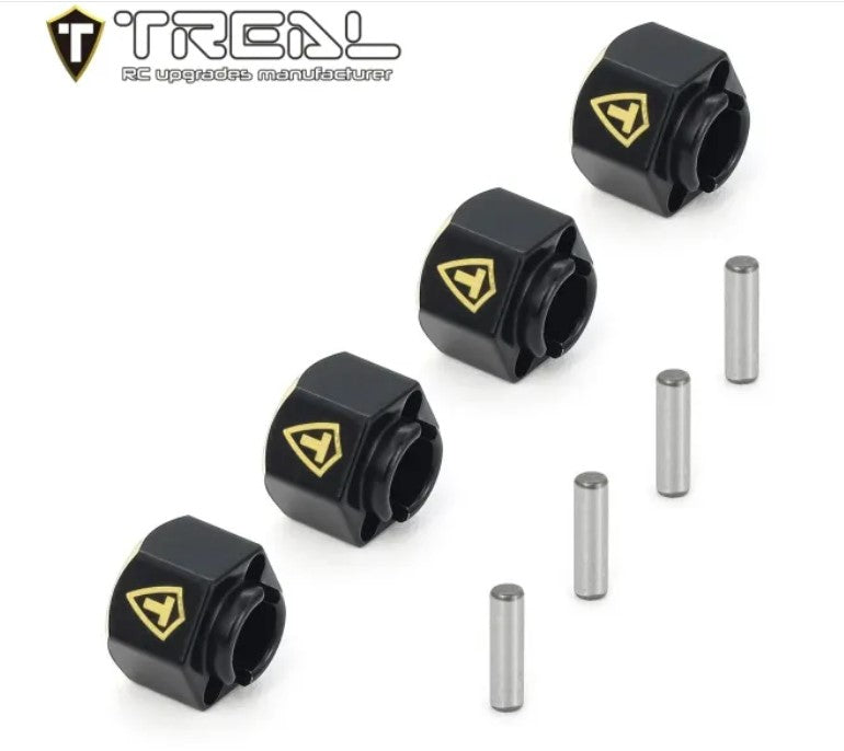 TREAL Brass Wheel Hubs 7mm*6mm Hex, 1g/pc (4pcs) for 1/18 TRX-4M TRA9750