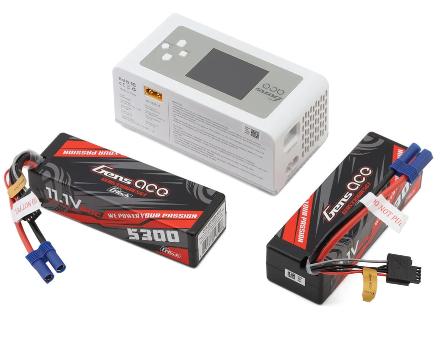 Gens Ace G-Tech Smart 3S Bundle w/Two 3S 60C EC5 LiPo Batteries (5300mAh) & IMars D300 Charger