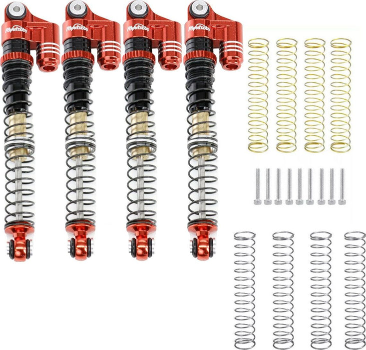 1/24 Aluminum 58mm Long Travel Shocks, Red, for Axial SCX24