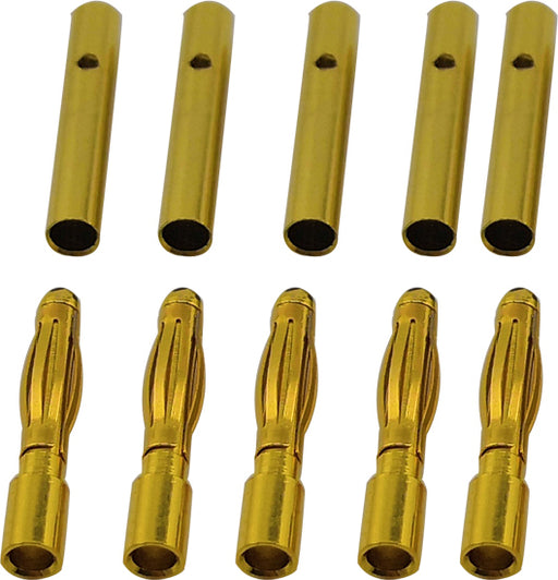 2mm Gold Plated Banana Plugs, Male & Female (5 pair)