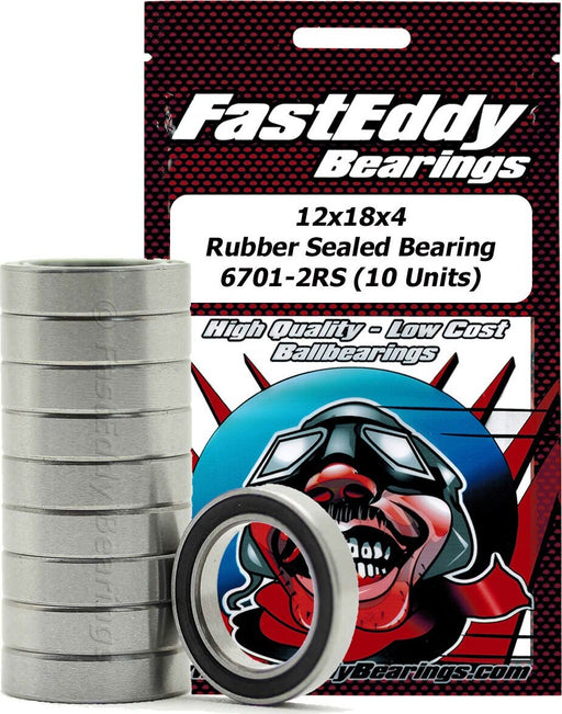 12x18x4mm Rubber Sealed Bearing (10) 6701-2RS