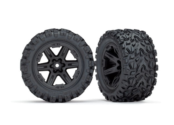 Tires & wheels, assembled, glued (2.8') (RXT black wheels, Talon Extreme tires, foam inserts) (2WD electric rear) (2) (TSM rated)