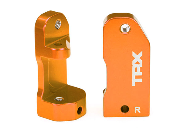 Caster blocks, 30-degree, orange-anodized 6061-T6 aluminum (left & right)/ suspension screw pin (2)