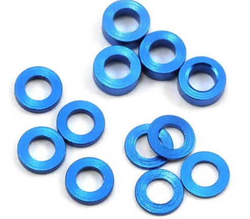 ProTek RC Aluminum Ball Stud Washer Set (Blue) (12) (0.5mm, 1.0mm & 2.0mm)