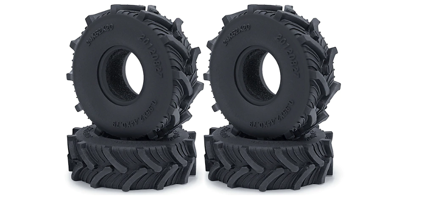 AZTAB Mud Master 4Pcs 62mm Rubber Wheel Tires for Axial SCX24