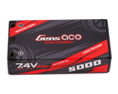 Gens Ace Lipo 5000Mah 7.4v 60c 2s2p 4.0mm bullet to deans HardCase