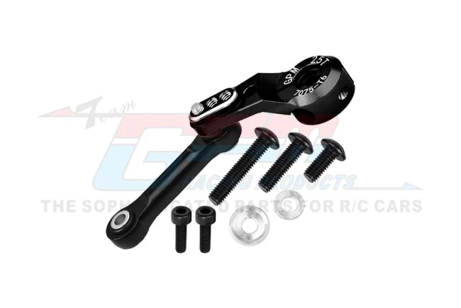 ALUMINUM 7075-T6 TIE ROD+25T SERVO HORN (SILVER INLAY VERSION) Black 9256
