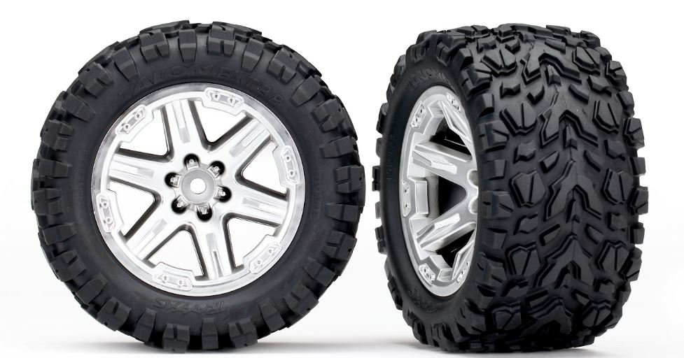 Tires & wheels, assembled, glued (2.8') (RXT satin chrome wheels, Talon Extreme tires, foam inserts) (4WD electric front/rear, 2WD electric front only) (2) (TSM rated)