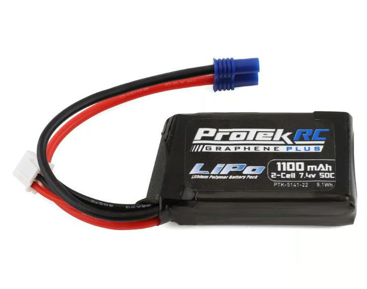 ProTek RC 2S 50C 1100mAh Losi Mini T/B & JRX2 LiPo Battery w/EC2 Connector