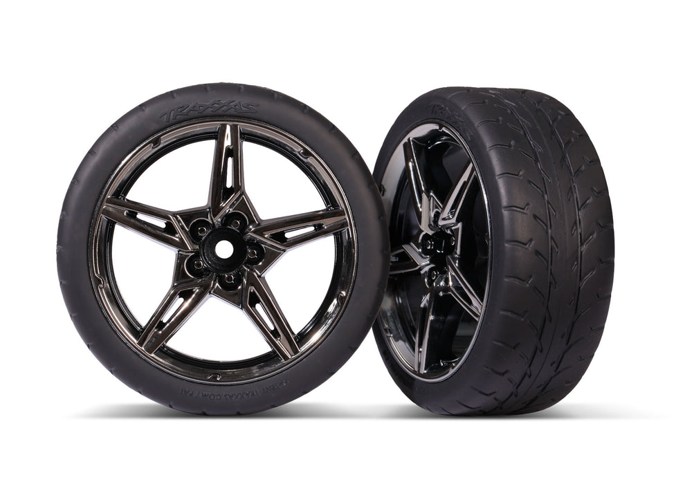 Tires and wheels, assembled, glued (split-spoke black chrome wheels, 2.1' Response tires) (front) (2)