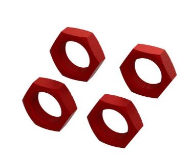 Aluminum Wheel Nut 24mm, Red (4)
